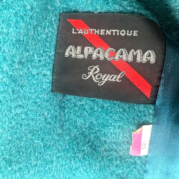 L' authentique Alpacama Royal Button Down Wool Long Green/Teal Coat. - Picture 6 of 7